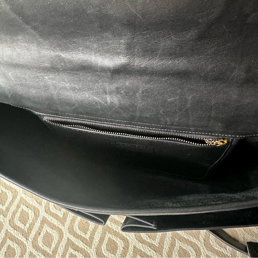 Coach Black Leather Briefcase with Gold Accents
